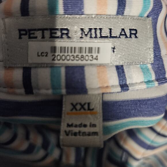Peter Millar Summer Comfort Golf Polo Shirt Men's XXL Striped Regatta Golf Club - Picture 7 of 8